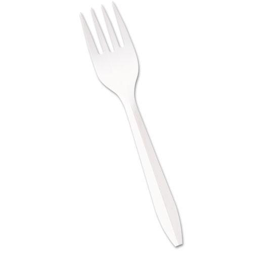 Mediumweight Polypropylene Cutlery, Fork, White, 1000/Carton. Picture 2