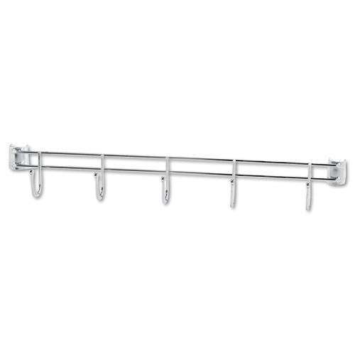 Hook Bars For Wire Shelving, Five Hooks, 24" Deep, Silver, 2 Bars/Pack. Picture 1
