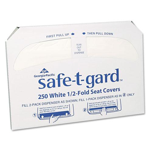 Safe-T-Gard Half-Fold Toilet Seat Covers, 14.5 x 17, White, 250/Pack, 20 Packs/Carton. Picture 1