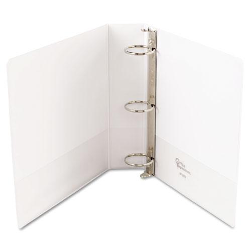 Economy Round Ring View Binder, 3 Rings, 2" Capacity, 11 x 8.5, White. Picture 4