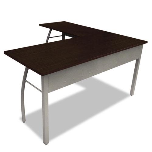 Trento Line L-Shaped Desk, 59.13" x 59.13" x 29.5", Mocha/Gray. Picture 1