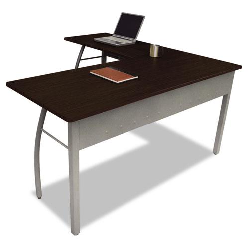 Trento Line L-Shaped Desk, 59.13" x 59.13" x 29.5", Mocha/Gray. Picture 2