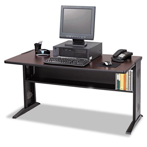 Computer Desk with Reversible Top, 47.5" x 28" x 30", Mahogany/Medium Oak/Black. Picture 1