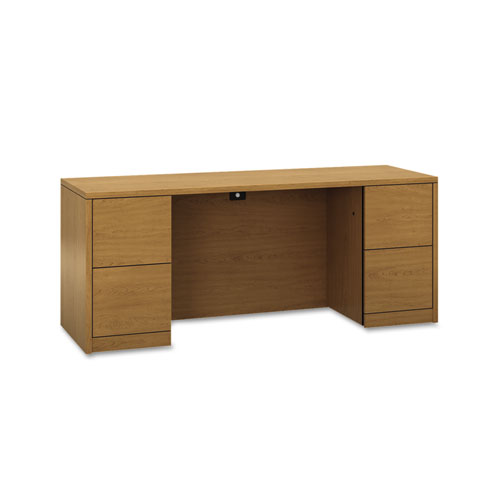 10500 Series Kneespace Credenza With Full-Height Pedestals, 72w x 24d x 29.5h, Harvest. Picture 1