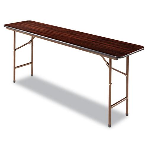 Wood Folding Table, Rectangular, 71.88w x 17.75d x 29.13h, Mahogany. Picture 1