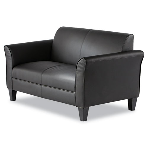 Alera Reception Lounge Furniture, Loveseat, 55.5w x 31.5d x 33.07h, Black. Picture 3
