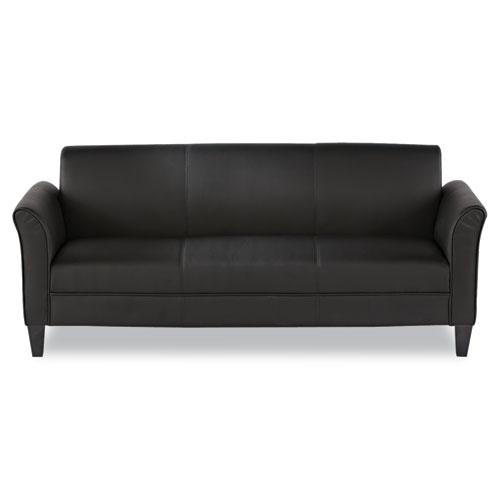 Alera Reception Lounge Furniture, 3-Cushion Sofa, 77w x 31.5d x 32h, Black. Picture 1