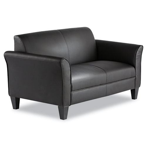 Alera Reception Lounge Furniture, Loveseat, 55.5w x 31.5d x 33.07h, Black. Picture 4