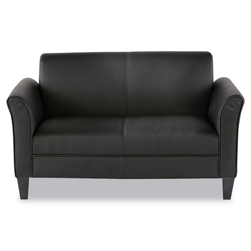 Alera Reception Lounge Furniture, Loveseat, 55.5w x 31.5d x 33.07h, Black. Picture 1