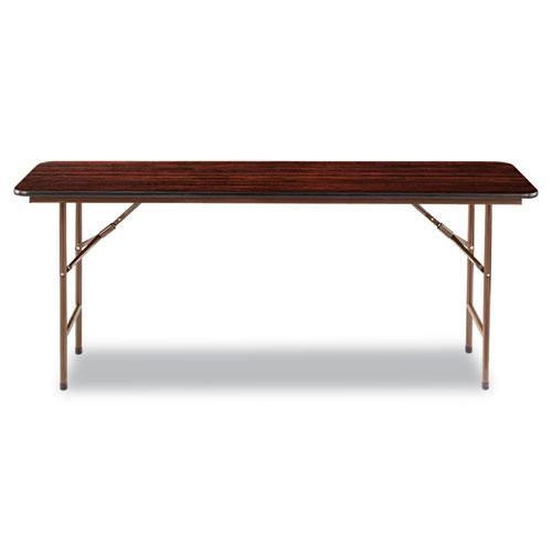 Wood Folding Table, Rectangular, 71.88w x 17.75d x 29.13h, Mahogany. Picture 5