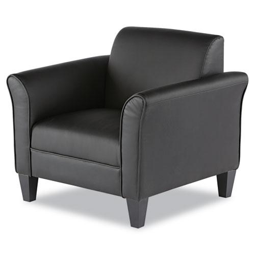 Alera Reception Lounge Sofa Series Club Chair, 35.43" x 30.7" x 32.28", Black Seat, Black Back, Black Base. Picture 3