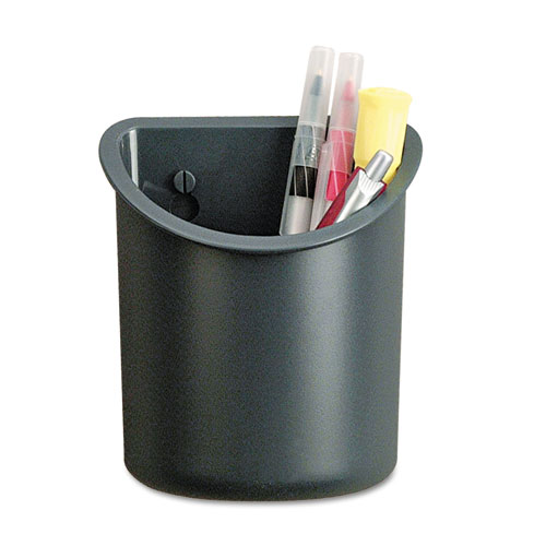 Recycled Plastic Cubicle Pencil Cup, 4.25 x 2.5 x 5, Wall Mount, Charcoal. Picture 1