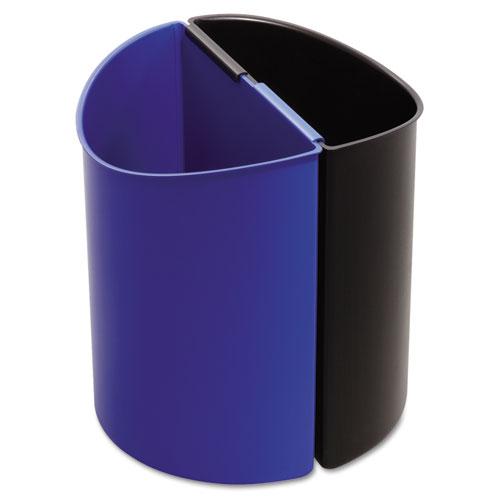Desk-Side Recycling Receptacle, 7 gal, Plastic, Black/Blue. Picture 1
