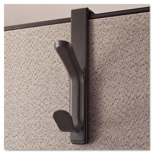 Recycled Cubicle Double Coat Hook, Plastic, Charcoal. Picture 1
