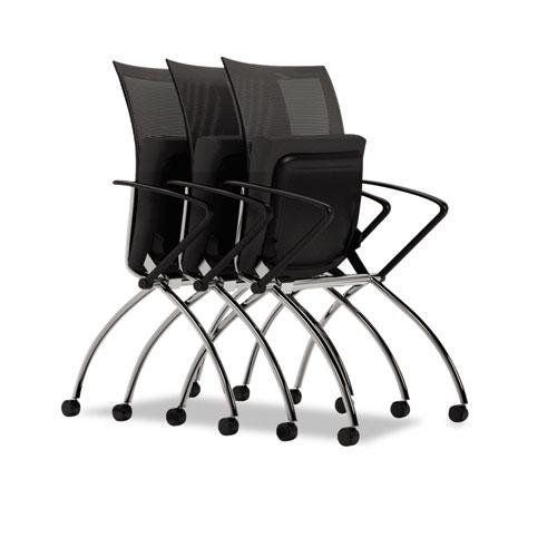 Valoré Training Series High-Back Nesting Chair, Black Seat/Black Back, Silver Base, 2/Carton. Picture 2
