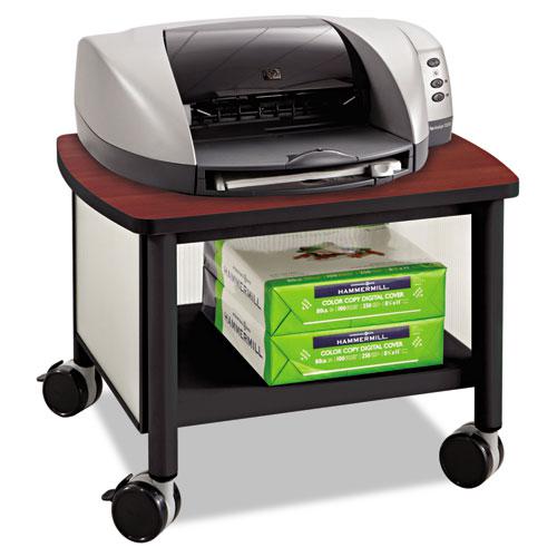 Impromptu Under-Desk Machine Stand, Metal, 2 Shelves, 100 lb Capacity, 20.5" x 16.5" x 14.5", Cherry/White/Black. Picture 1