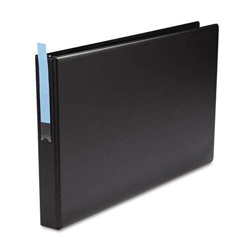 Ledger-Size Round Ring Binder with Label Holder, 3 Rings, 1" Capacity, 11 x 17, Black. Picture 3