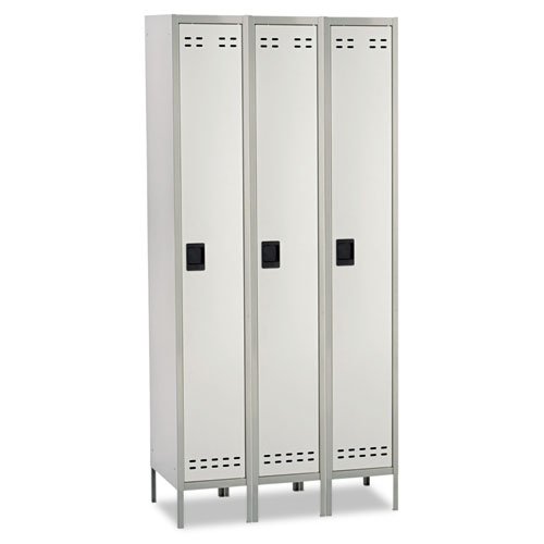 Single-Tier, Three-Column Locker, 36w x 18d x 78h, Two-Tone Gray. The main picture.
