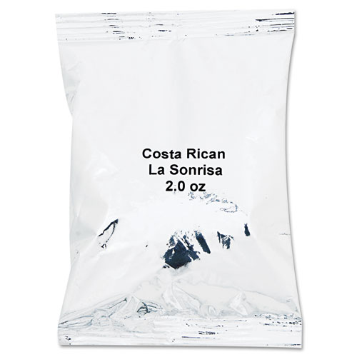 Coffee Portion Packs, Costa Rican La Sonrisa, 2oz Packets, 40/Carton. Picture 1