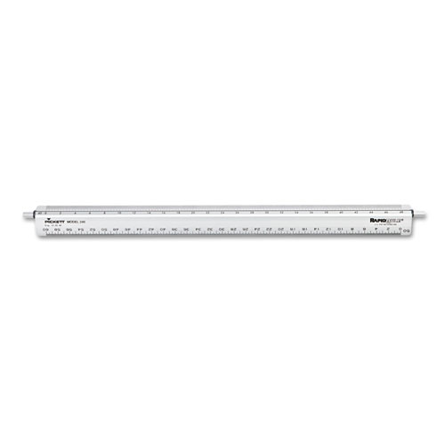 Adjustable Triangular Scale Aluminum Engineers Ruler, 12", Long, Silver. Picture 1