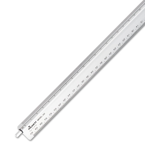 Adjustable Triangular Scale Aluminum Engineers Ruler, 12", Long, Silver. Picture 3