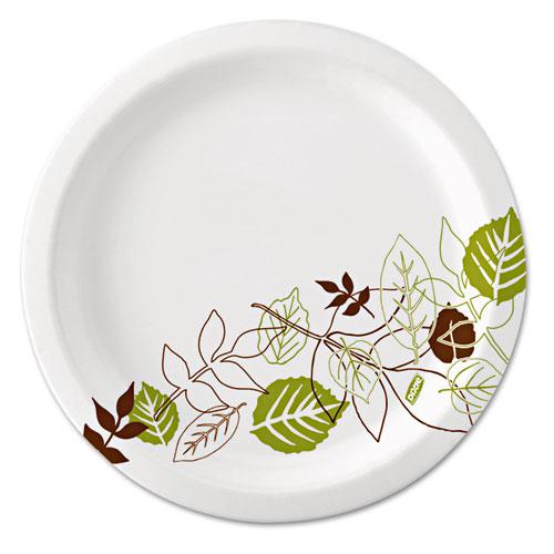 Pathways Soak Proof Shield Heavyweight Paper Plates, WiseSize, 10.13" dia, Green/Burgundy, 500/Carton. The main picture.