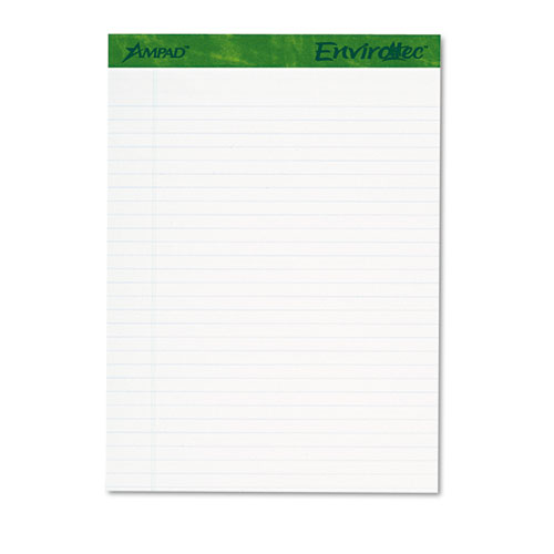 Earthwise by Ampad Recycled Writing Pad, Wide/Legal Rule, Politex Sand Headband, 40 White 8.5 x 11.75 Sheets, 4/Pack. Picture 2