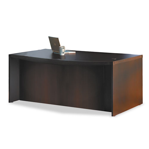 Aberdeen Series Laminate Bow Front Desk Shell, 72w x 42d x 29-1/2h, Mocha. Picture 1