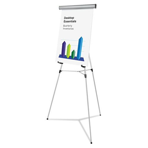 Heavy-Duty Adjustable Presentation Easel, 69" Maximum Height, Metal, Silver. Picture 1