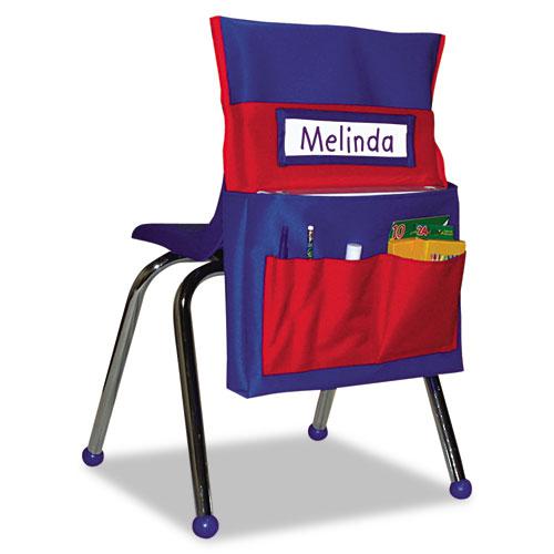 Chairback Buddy Pocket Chart, 7 Pockets, 15 x 19, Blue/Red. Picture 1