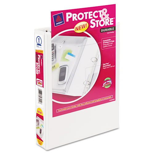 Mini Size Protect and Store View Binder with Round Rings, 3 Rings, 1" Capacity, 8.5 x 5.5, White. Picture 2