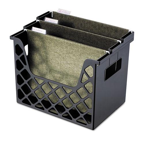 Recycled Desktop File Organizer, 3 Sections, Letter Size Files, 13.25" x 8.63" x 10.75", Black. Picture 1