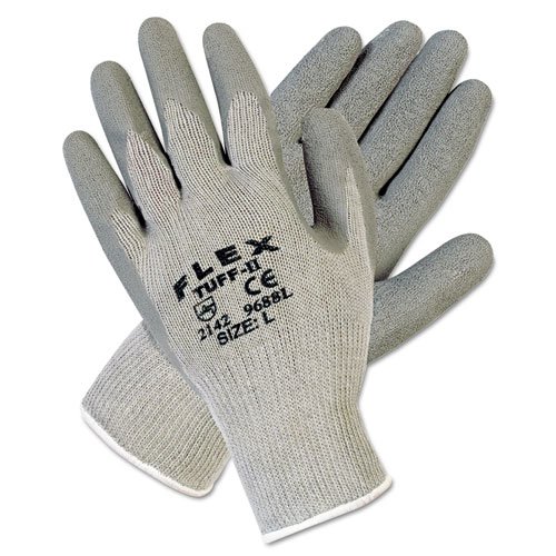 FlexTuff Latex Dipped Gloves, Gray, Large, 12 Pairs. Picture 1