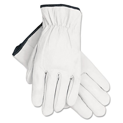 Grain Goatskin Driver Gloves, White, Large, 12 Pairs. Picture 1