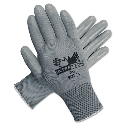 Ultra Tech Tactile Dexterity Work Gloves, White/Gray, Large, 12 Pairs. Picture 1