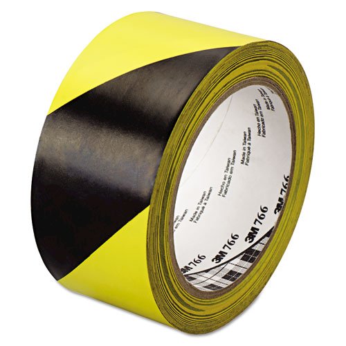 766 Hazard Marking Vinyl Tape, 2" x 36 yds, Black/Yellow. Picture 1