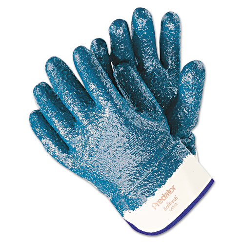 Predator Premium Nitrile-Coated Gloves, Blue/White, Large, 12 Pairs. Picture 1