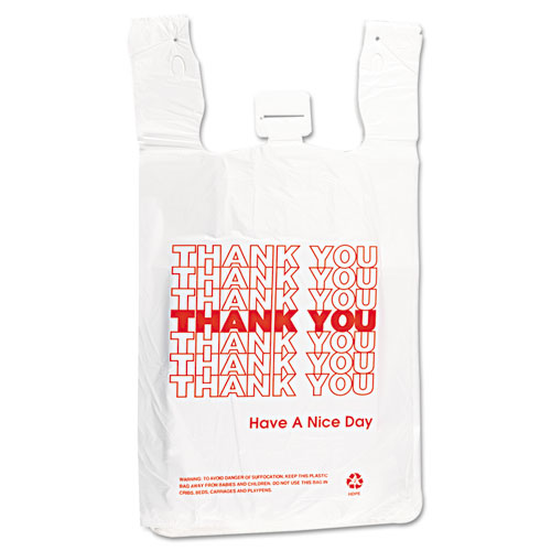 HDPE T-Shirt Bags, 14 microns, 12" x 23", White, 500/Carton. Picture 1