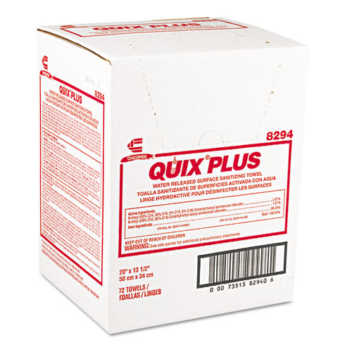 Quix Plus Cleaning and Sanitizing Towels, 13.5 x 20, Pink, 72/Carton. Picture 1