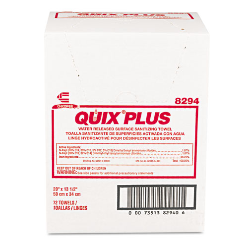 Quix Plus Cleaning and Sanitizing Towels, 13.5 x 20, Pink, 72/Carton. Picture 4