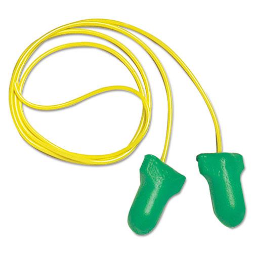 MAXIMUM Lite Single-Use Earplugs, Corded, 30NRR, Green, 100 Pairs. Picture 1