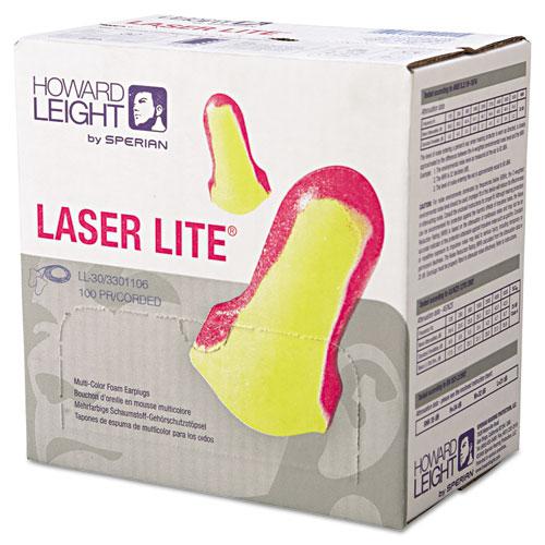 LL-30 Laser Lite Single-Use Earplugs, Corded, 32NRR, Magenta/Yellow, 100 Pairs. Picture 3
