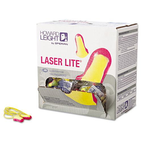 LL-30 Laser Lite Single-Use Earplugs, Corded, 32NRR, Magenta/Yellow, 100 Pairs. Picture 4