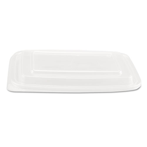 Microwave Safe Container Lid, Fits 24-32 oz, Rectangular, Clear, Plastic, 75/Bag, 4 Bags/Carton. Picture 1