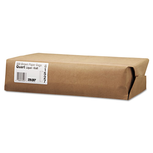 Liquor-Takeout Quart-Sized Paper Bags, 35 lb Capacity, 4.25" x 2.5" x 16", Kraft, 500 Bags. Picture 2