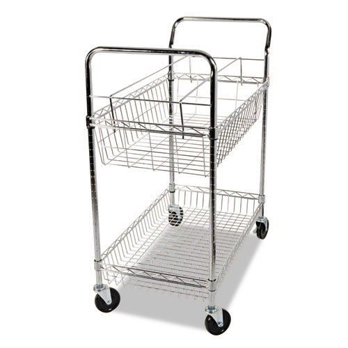 Carry-all Cart/Mail Cart, Two-Shelf, 34.88w x 18d x 39.5h, Silver. Picture 2