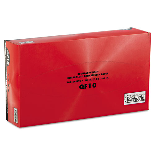 QF10 Interfolded Dry Wax Deli Paper, 10 x 10.25, White, 500/Box, 12 Boxes/Carton. Picture 2