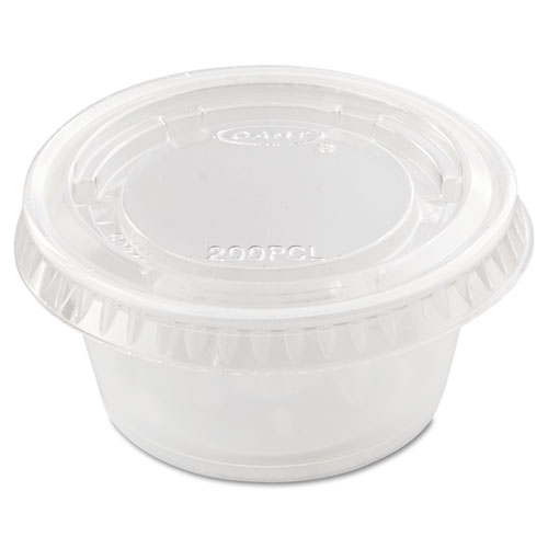 Portion/Souffle Cup Lids, PET, Fits 1.5 oz to 2.5 oz Cups, Clear, 2,500/Carton. Picture 5