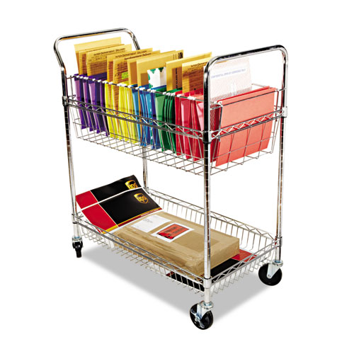Carry-all Cart/Mail Cart, Two-Shelf, 34.88w x 18d x 39.5h, Silver. The main picture.