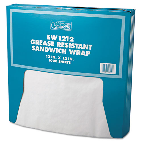 Grease-Resistant Paper Wraps and Liners, 12 x 12, White, 1,000/Box, 5 Boxes/Carton. Picture 1